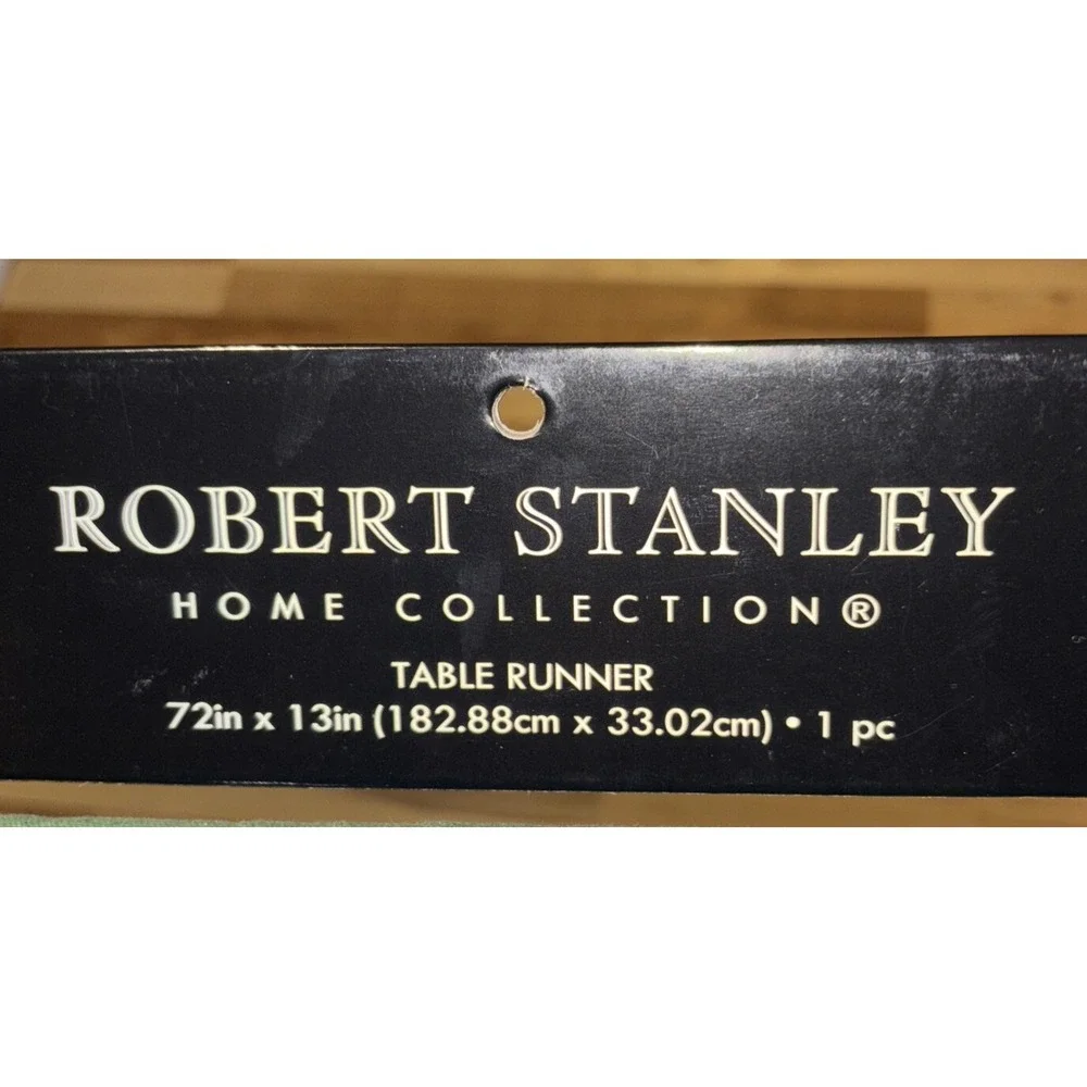 Robert Stanley Home Collection Green Table Runner Embroidery Tassels 72